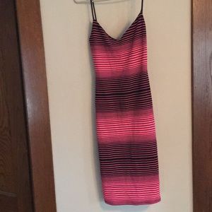 Striped pink black bodycon dress